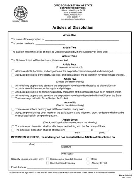 form 05-305|INSTRUCTIONS FOR FILING ARTICLES OF DISSOLUTION.